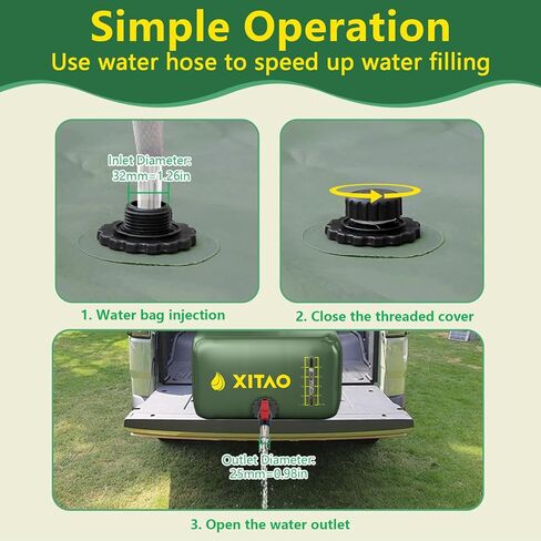 حاوية تخزين المياه XITAO سعة 87 جالون/330 لتر مع مؤشر لمستوى المياه، حاويات تخزين مياه قابلة للطي ذات سعة كبيرة، حقيبة مياه محمولة لخزان المياه في حالات الطوارئ للمركبات الترفيهية، والوقاية من الحرائق، والري in Kuwait