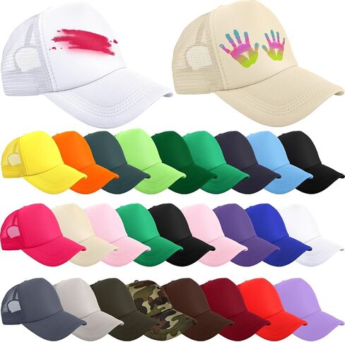 28 PCS Child Champation Trucker Hats فارغة شاحنة CAP قابلة للتعديل شبكة البيسبول قبعة DIY البيسبول قبعة للأطفال الصيف in Kuwait