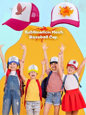 28 PCS Child Champation Trucker Hats فارغة شاحنة CAP قابلة للتعديل شبكة البيسبول قبعة DIY البيسبول قبعة للأطفال الصيف in Kuwait