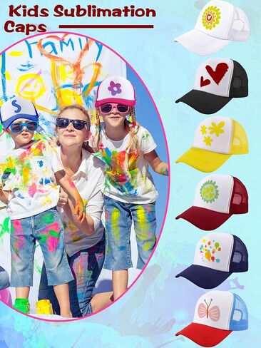 28 PCS Child Champation Trucker Hats فارغة شاحنة CAP قابلة للتعديل شبكة البيسبول قبعة DIY البيسبول قبعة للأطفال الصيف in Kuwait