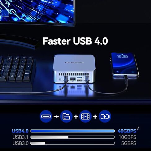 كمبيوتر صغير GEEKOM XT13 Pro، كمبيوتر صغير Intel i7-13620H من الجيل الثالث (10C/16T يصل إلى 4.9 جيجاهرتز)، ذاكرة وصول عشوائي DDR4 سعة 32 جيجابايت و1 تيرابايت PCIe Gen 4 SSD كمبيوتر مكتبي صغير 8K UHD/شاشة رباعية/USB4.0/WiFi 6E/BT5 .2/2.5G لان in Kuwait