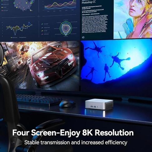 كمبيوتر صغير GEEKOM XT13 Pro، كمبيوتر صغير Intel i7-13620H من الجيل الثالث (10C/16T يصل إلى 4.9 جيجاهرتز)، ذاكرة وصول عشوائي DDR4 سعة 32 جيجابايت و1 تيرابايت PCIe Gen 4 SSD كمبيوتر مكتبي صغير 8K UHD/شاشة رباعية/USB4.0/WiFi 6E/BT5 .2/2.5G لان in Kuwait