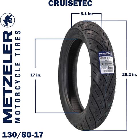 Metzeler Cruisetec V-Twin Motorcycle Front, Rear, Combos Tires - Performance Perfected for Cruiser, Custom & Heavy Tourers w/Enhanced Handling & Comfort - with Keychain (130/60B21 63H) in Kuwait