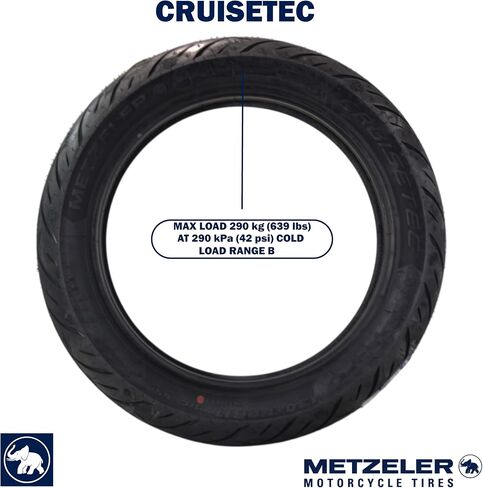 Metzeler Cruisetec V-Twin Motorcycle Front, Rear, Combos Tires - Performance Perfected for Cruiser, Custom & Heavy Tourers w/Enhanced Handling & Comfort - with Keychain (130/60B21 63H) in Kuwait