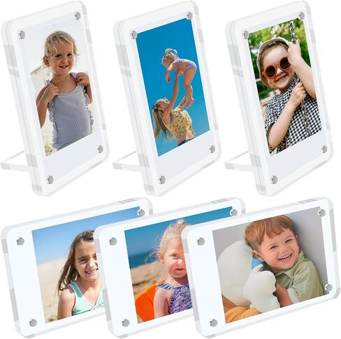 6 Pack Acrylic Magnetic Picture Frames 2x3, Refrigerator and Desktop Photo Frames Combine, Vertical and Horizontal Clear Display Compatible with Fujifilm Instax Mini for Fridge/Table/Locker in Saudi Arabia