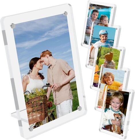 6 Pack Acrylic Magnetic Picture Frames 2x3, Refrigerator and Desktop Photo Frames Combine, Vertical and Horizontal Clear Display Compatible with Fujifilm Instax Mini for Fridge/Table/Locker in Saudi Arabia