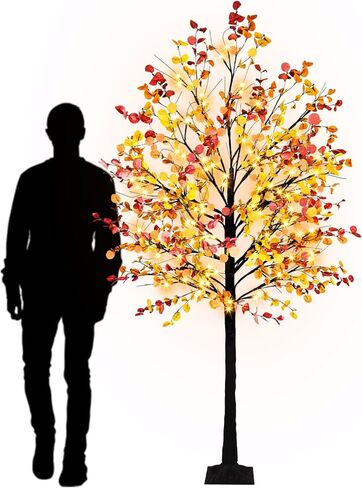 Krissing 3 Pack Light Up Fall Tree, 4Ft, 5Ft, 6Ft Artificial Lighted Fall Maple Tree with Lights Fake Autumn Maple Tree for Fall Home Indoor Outdoor Thanksgiving Fall Decor in Saudi Arabia
