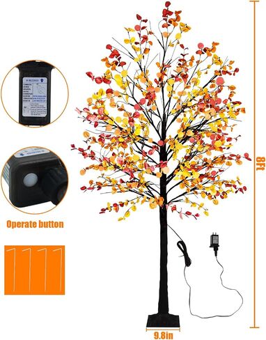 Krissing 3 Pack Light Up Fall Tree, 4Ft, 5Ft, 6Ft Artificial Lighted Fall Maple Tree with Lights Fake Autumn Maple Tree for Fall Home Indoor Outdoor Thanksgiving Fall Decor in Saudi Arabia