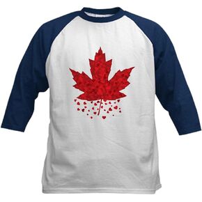 CafePress Red Maple Leaf Kids Baseball Jersey Kids Cotton Baseball Jersey, 3/4 Raglan Sleeve Shirt in Kuwait