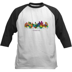 CafePress Edmonton Canada Skyline Baseball Jersey Kids Cotton Baseball Jersey, 3/4 Raglan Sleeve Shirt in Saudi Arabia