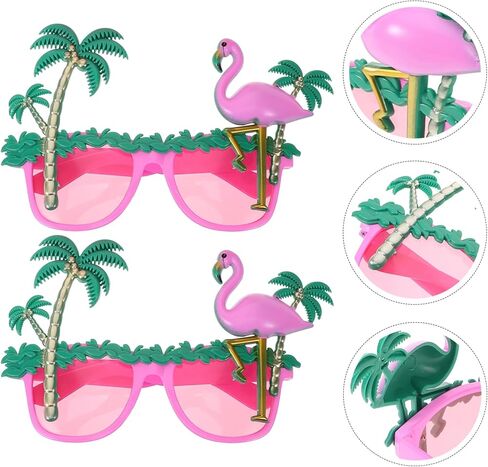 نظارة شمسية فلامنغو 2pcs: نظارات شمسية استوائية هاواي: نظارات حفلات جديدة مضحكة لـ Luau ، الشاطئ ، عيد ميلاد ، أحداث صيفية ، وردي in Saudi Arabia