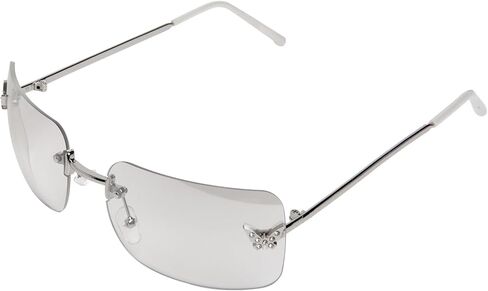 Rectangle Y2k Sunglasses for Women Cute Rimless Clear Frameless Tinted Lens 2000S Trendy Shades Butterfly Glasses in Kuwait