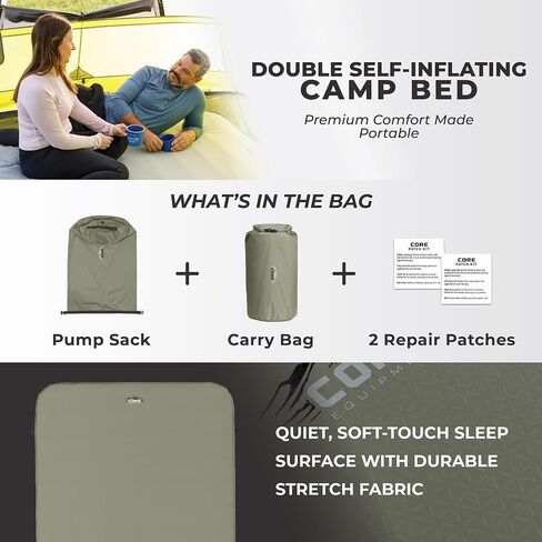 CORE Self Inflating Camping Bed | Perfect Blow Up Mattress for Travel Car Camping & Outdoor Use | Air & Foam Filled Inflatable Sleeping Pad for Adults in Saudi Arabia