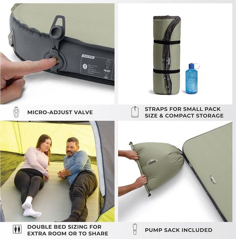 CORE Self Inflating Camping Bed | Perfect Blow Up Mattress for Travel Car Camping & Outdoor Use | Air & Foam Filled Inflatable Sleeping Pad for Adults in Saudi Arabia