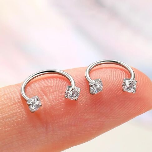 chenle 2PCS 316L Stainless Steel Horseshoe Nose Rings – 18G Threadless Push Pin Hoops for Septum, Lip, Eyebrow, Helix & Daith Piercing (8mm & 10mm) in Saudi Arabia
