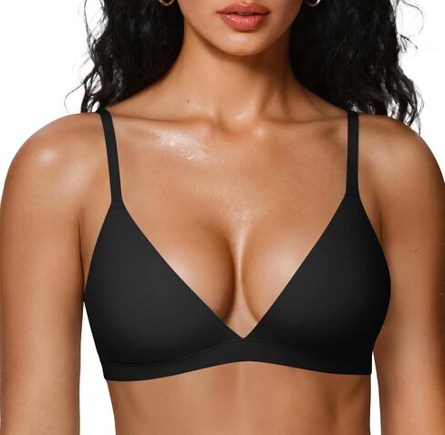 Oeak Womens مثلث مريح حمالات حمالات صامتة لا ترفيه مثيرة يغرق في براليت غير المبطنة سحب على حمامات صدرية كل يوم بسلاسة in Kuwait