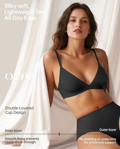 Oeak Womens مثلث مريح حمالات حمالات صامتة لا ترفيه مثيرة يغرق في براليت غير المبطنة سحب على حمامات صدرية كل يوم بسلاسة in Kuwait