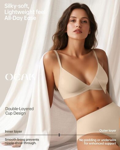 OEAK Womens Comfortable Triangle Bras No Underwire Sexy Plunge Unlined Bralette Pull On Bra Seamless Everyday Tshirt Bras in Saudi Arabia