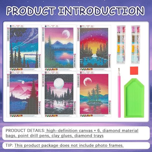 6 Pack Diamond Paintings, DIY 5D Diamond Painting Kits Flowers for Adults, Full Drill Diamond Painting by Numbers for Adults Home Wall Decor 12x16 inches in Kuwait