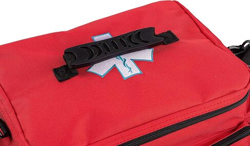 Scherber First Responder Fully-Stocked Professional Essentials EMT/EMS Trauma Kit | HSA/FSA Approved | Reflective Bag w/8 Zippered Pockets & Compartments & 200+ First Aid Supplies - Red in Kuwait