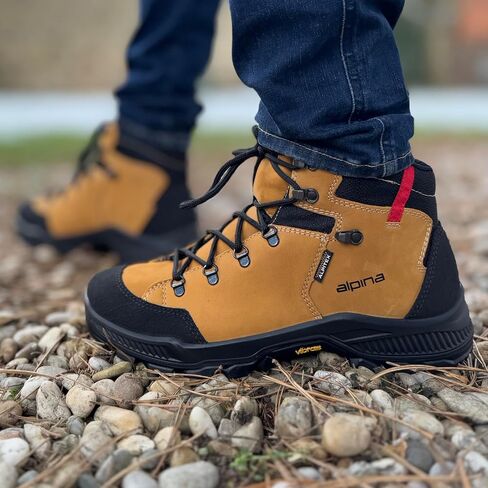 Alpina STADOR Premium Hiking Boots | Ankle High | Waterproof | Breathable Membrane | Vibram Sole | Slip Resistant | Made in Europe in Saudi Arabia