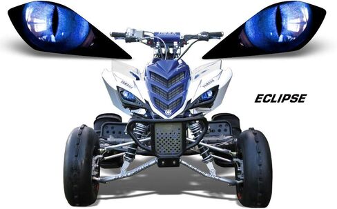 AMR RACING ATV المصباح الأمامي رسومات بصرية شارات متوافقة مع Yamaha Raptor 700/250/350 - Eclipse Blue in Kuwait