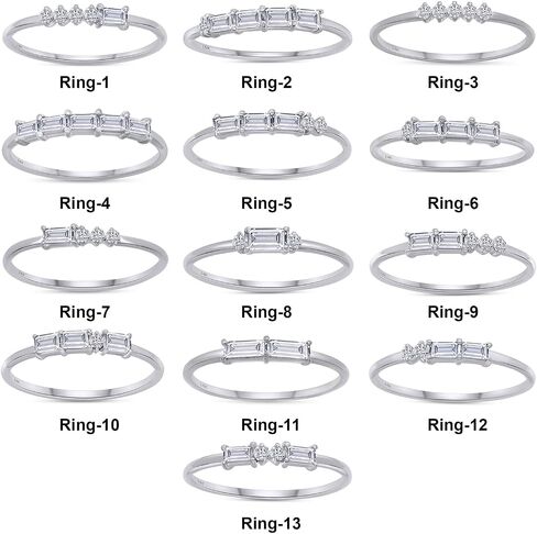 SAVEARTH DIAMONDS 14k Solid Gold Baguette And Round Cut Lab Grown Diamond Engagement Promise Rings | Dainty Stacking Rings For Women Valentine's Day Gifts in Saudi Arabia