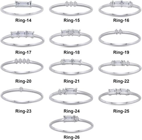 SAVEARTH DIAMONDS 14k Solid Gold Baguette And Round Cut Lab Grown Diamond Engagement Promise Rings | Dainty Stacking Rings For Women Valentine's Day Gifts in Saudi Arabia