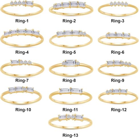 SAVEARTH DIAMONDS 14k Solid Gold Baguette And Round Cut Lab Grown Diamond Engagement Promise Rings | Dainty Stacking Rings For Women Valentine's Day Gifts in Saudi Arabia