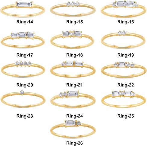 SAVEARTH DIAMONDS 14k Solid Gold Baguette And Round Cut Lab Grown Diamond Engagement Promise Rings | Dainty Stacking Rings For Women Valentine's Day Gifts in Saudi Arabia