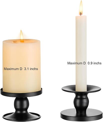 Table Gold Candle Holders – Set of 2 | Reversible Metal Candle Stand for Pillar & Taper Candles | Stylish Tabletop Candle Tray for Home Décor, Weddings & Special Occasions (Gold) in Saudi Arabia