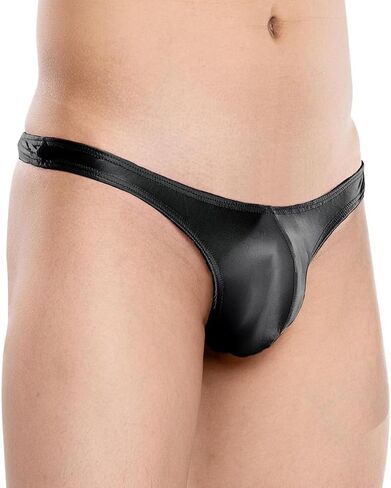 SEAUR Men's Sexy See Through Thong Underwear Bulge Pouch Glossy Bikini Breifs Shiny Low Rise G-String Undies in Saudi Arabia