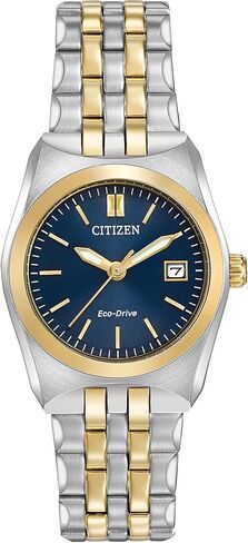 Watch Citizen النسائية Corso Classic Watch في الفولاذ المقاوم للصدأ ثنائية النغمة ، والاتصال الأزرق (الطراز: EW2294-53L) in Saudi Arabia