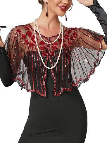 Women's 1920s Shawl Wraps,Sequin Flapper Evening Shawls for women Gatsby Accessories for Harlem Night in Kuwait