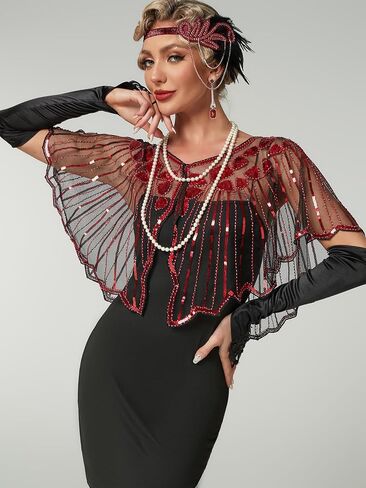 Women's 1920s Shawl Wraps,Sequin Flapper Evening Shawls for women Gatsby Accessories for Harlem Night in Kuwait