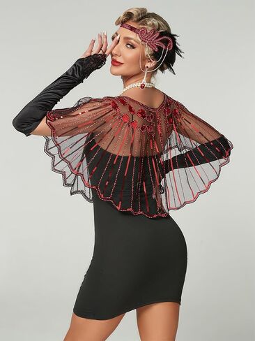 Women's 1920s Shawl Wraps,Sequin Flapper Evening Shawls for women Gatsby Accessories for Harlem Night in Kuwait