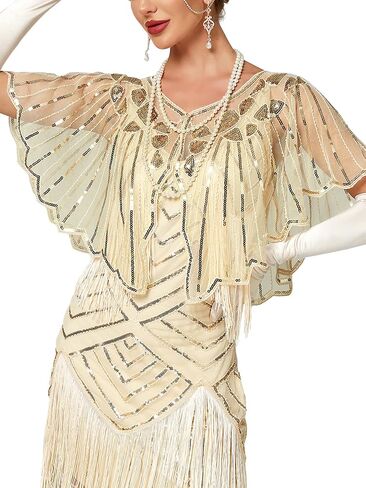 Women's 1920s Shawl Wraps,Sequin Flapper Evening Shawls for women Gatsby Accessories for Harlem Night in Kuwait