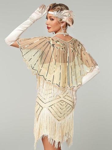 Women's 1920s Shawl Wraps,Sequin Flapper Evening Shawls for women Gatsby Accessories for Harlem Night in Kuwait