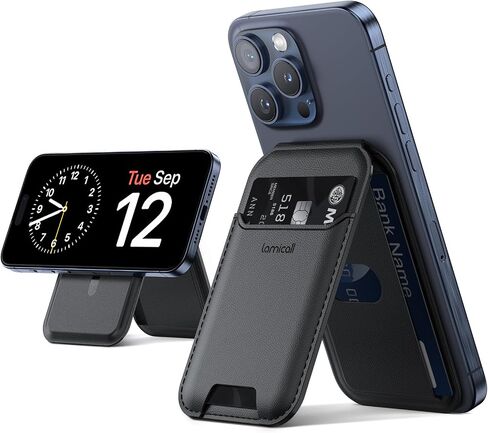 Lamicall 2.3oz Light for Magsafe Wallet Stand - Slim Phone 3 Cards Holder, Adjustable Leather Apple iPhone Wallet Stand, Magnetic for iPhone 15/14/13/12 Series, Not for Mini, Mag Safe Accessories in Saudi Arabia