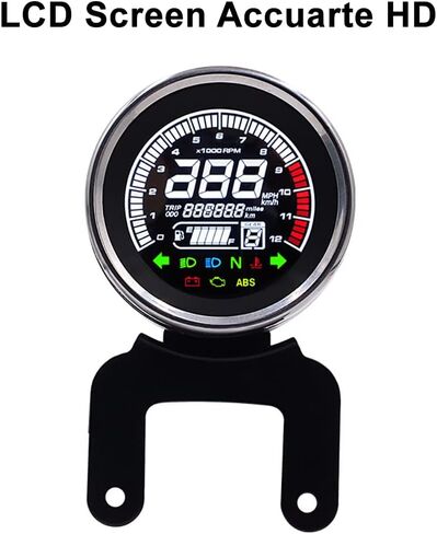 Bicycle Speedometer Odometer Cycle Bike Computer with LCD Display, 12V Digital Gauge Motorcycle Odometer/Tachometer/Temperature Fuel Gauge Universal, with Sensor Accessories in Saudi Arabia