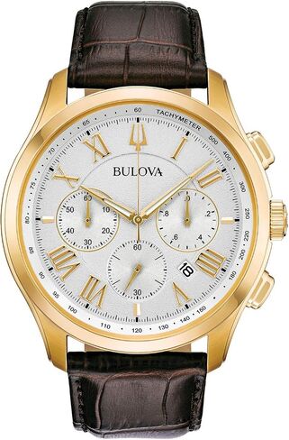 Bulova Men's Classic Wilton Brown Leather Strap Watch | 46.5mm | 97B169 in Saudi Arabia