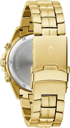 Bulova Men's Marine Star Gold Chronograph Stainless Steel Watch, Black Dial Style: 98B406 in Saudi Arabia