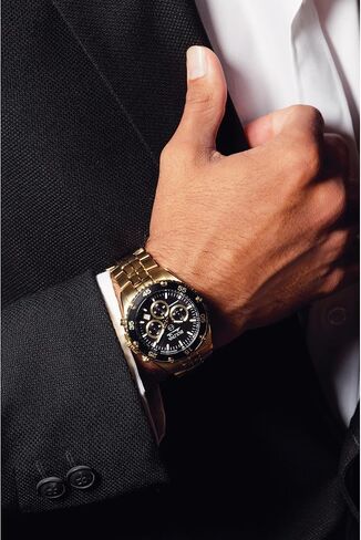 Bulova Men's Marine Star Gold Chronograph Stainless Steel Watch, Black Dial Style: 98B406 in Saudi Arabia