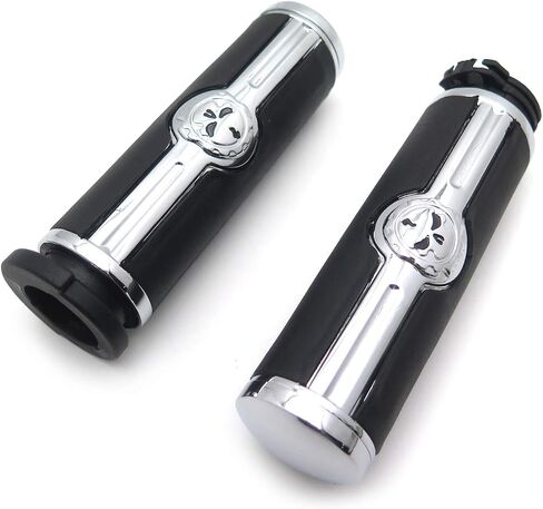 XKMT-Chromed Handlebar Skull Grips to Compatible with 96-07 Touring Models and96-later VRSC XL XR Dyna Softail(Except FLSTSE2/3 FLSTNSE and FXSBSE) Chrome [B07FMKMQJN] in Saudi Arabia