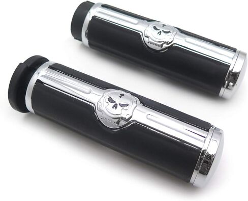 XKMT-Chromed Handlebar Skull Grips to Compatible with 96-07 Touring Models and96-later VRSC XL XR Dyna Softail(Except FLSTSE2/3 FLSTNSE and FXSBSE) Chrome [B07FMKMQJN] in Saudi Arabia