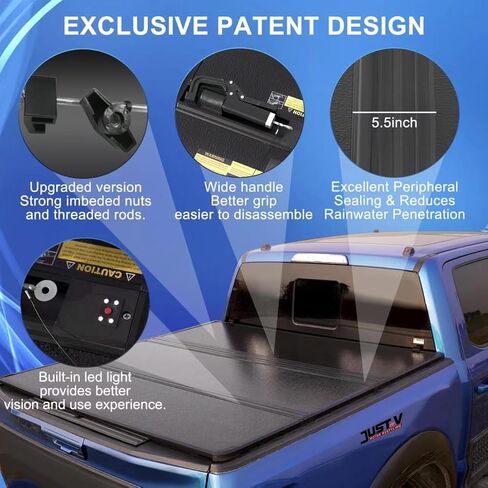 استبدال غطاء تونو لسرير الشاحنة الصلب ثلاثي الطي لسيارة Honda Ridgeline 2017 2018 2019 فقط مناسب لطاقم الكابينة بيك اب 4 أبواب 5.4 قدم، (بدون موسع السرير) يتطلب مجموعتين من قضبان الدعم in Kuwait