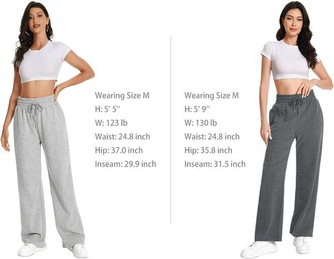 Auriviz Womens عالية الخصر الرباطية سروال مستقيمة الساق الساق جانب الجيوب الخفية سراويل العرق 30 ‘'inseam in Kuwait