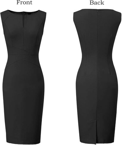 VFSHOW Womens Little Black Jacquard Geometric Front Zipper Slim Casual Cocktail Party Bodycon Pencil Sheath Dress 7901 BLK M in Saudi Arabia