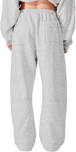 Wyeysyt Wide-Leg Pants Women, Baggy Barrel Sweatpants with Pockets& Drawstring, Cotton Women's Sweatpants in Saudi Arabia