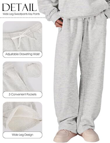 Wyeysyt Wide-Leg Pants Women, Baggy Barrel Sweatpants with Pockets& Drawstring, Cotton Women's Sweatpants in Saudi Arabia
